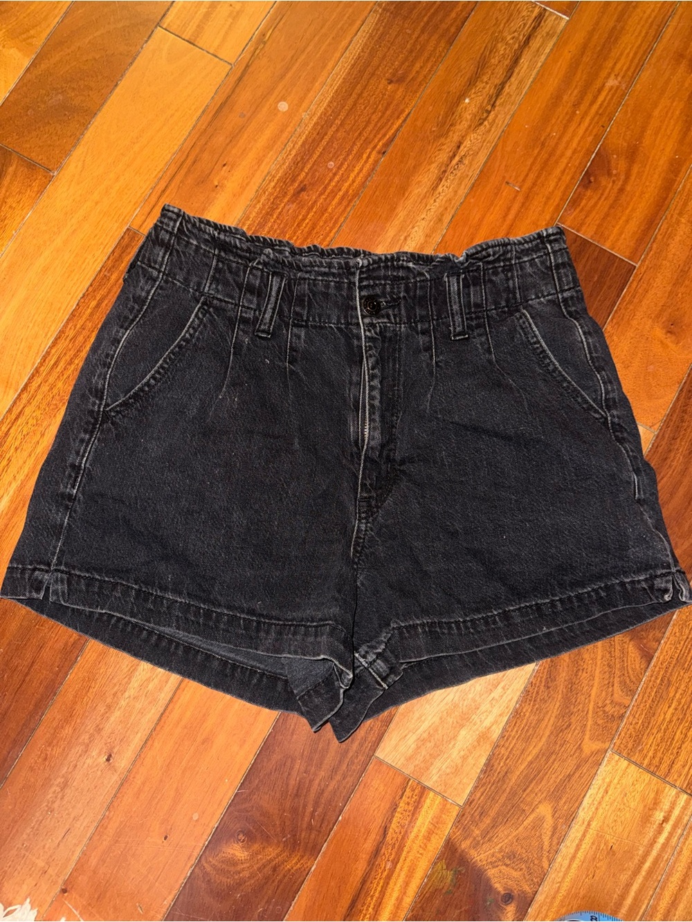 American Eagle Outfitters Black Paperbag Waist Denim Shorts